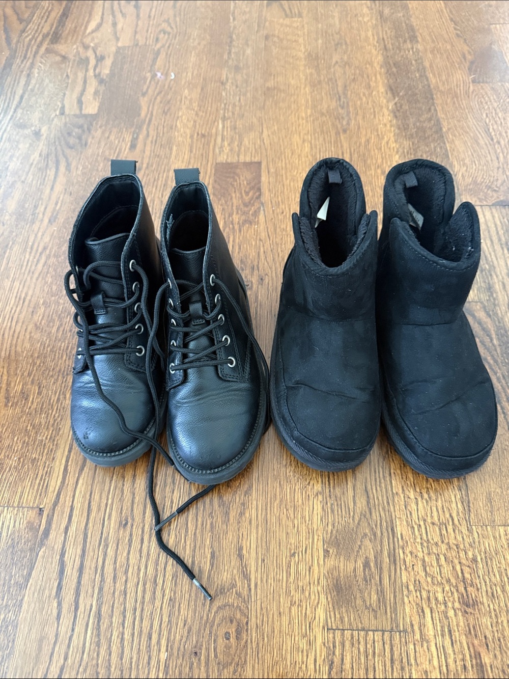 Old Navy Kids Black Lace-Up and Slip-On Boot Duo